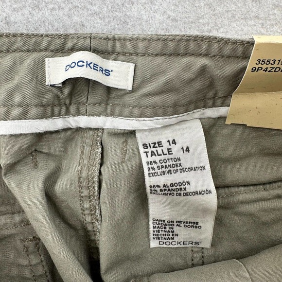 NWT Dockers Drawstring Capri Cargo Pants Womens 14 Olive Green‎ Khaki - Picture 11 of 15